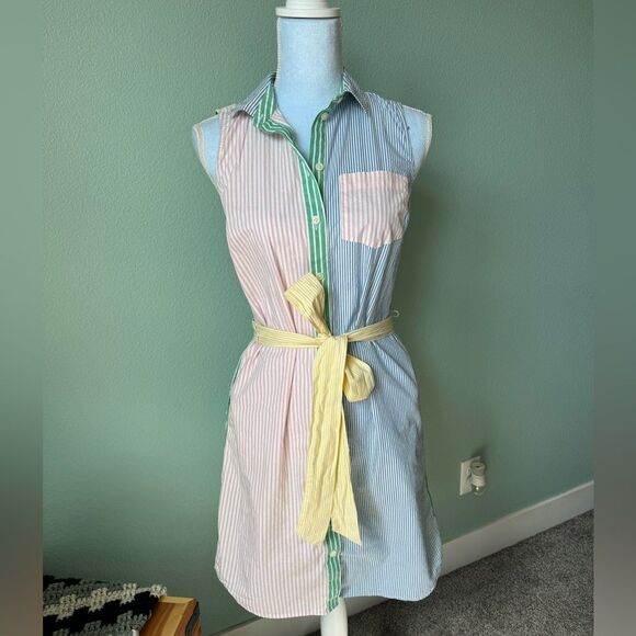 J. Crew Dresses & Skirts - NWOT Pastel Striped Patchwork Belted Dress J Crew Size 4
